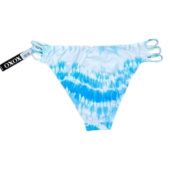 XOXO Blue Tie-Dye Cutout Side Hipster Bikini Bottoms, Size L, NWT - Picture 6 of 8